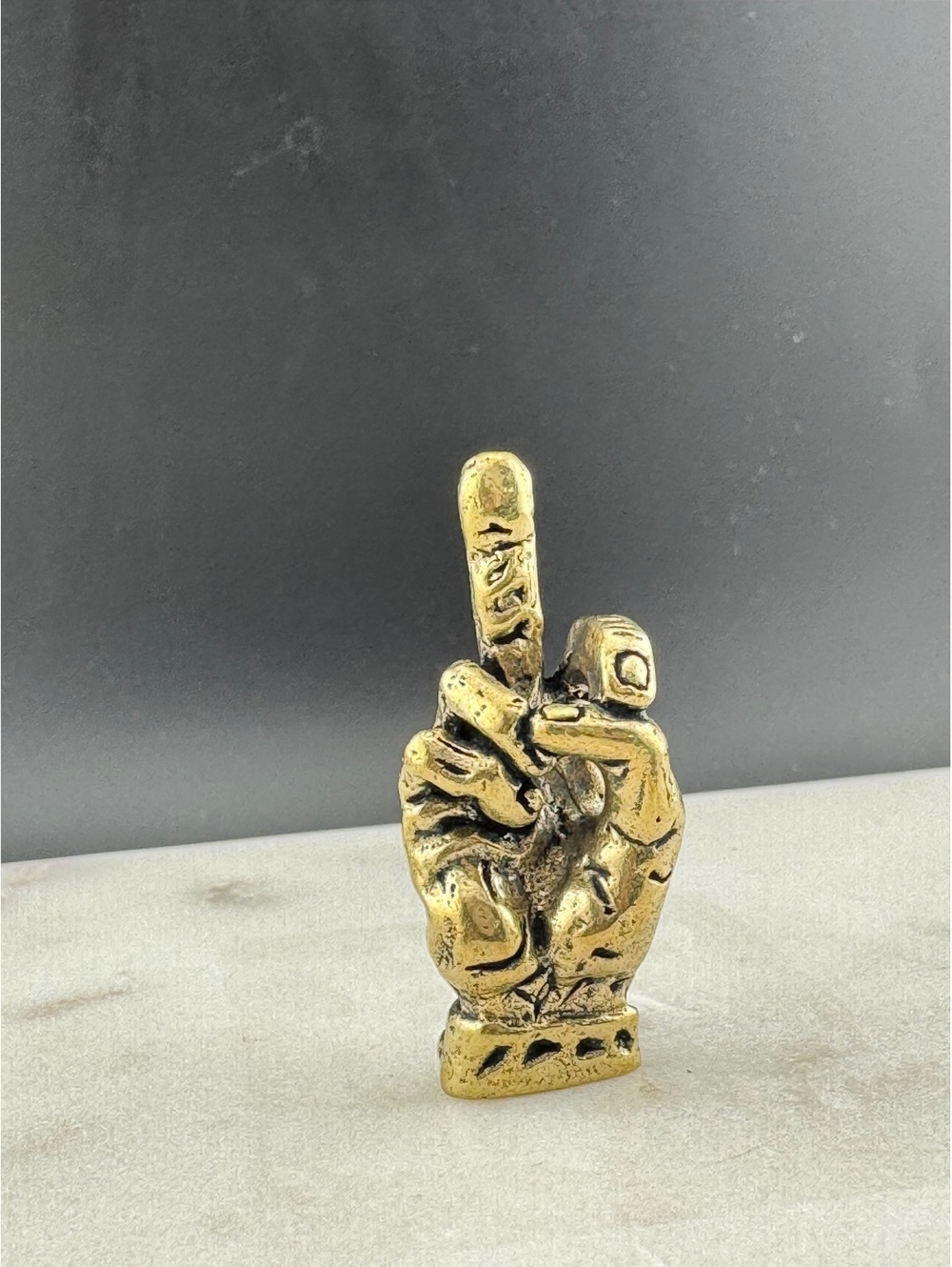 Brass Hand Sculpture Snarky Middle Finger Gesture Figurine